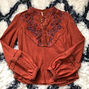 Embroidered Free People Top